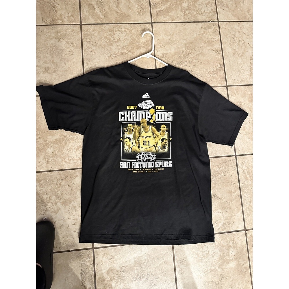 Vintage 2007 Adidas San Antonio Spurs NBA Finals Champions Shirt Mens Large